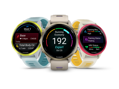 Forerunner® 570 - 42mm, Raspberry Aluminum with Translucent Bone/Mango Band
