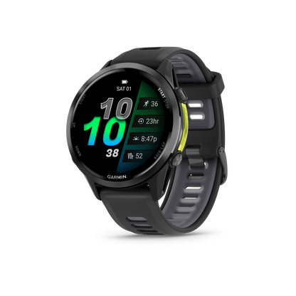 Forerunner® 970, Carbon Gray DLC Titanium with Black Case and Black/Translucent Whitestone Band