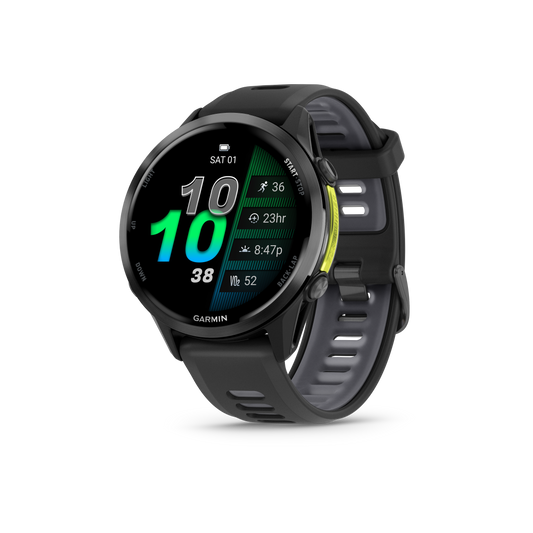Forerunner® 970, Carbon Gray DLC Titanium with Black Case and Black/Translucent Whitestone Band