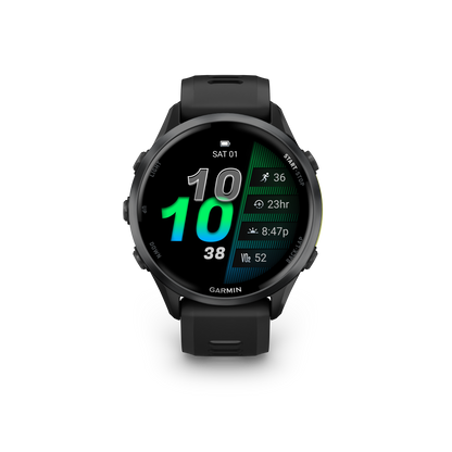Forerunner® 970, Carbon Gray DLC Titanium with Black Case and Black/Translucent Whitestone Band
