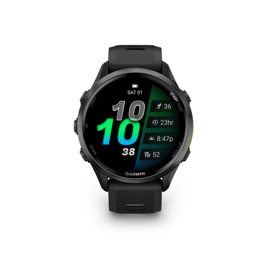 Forerunner® 970, Carbon Gray DLC Titanium with Black Case and Black/Translucent Whitestone Band