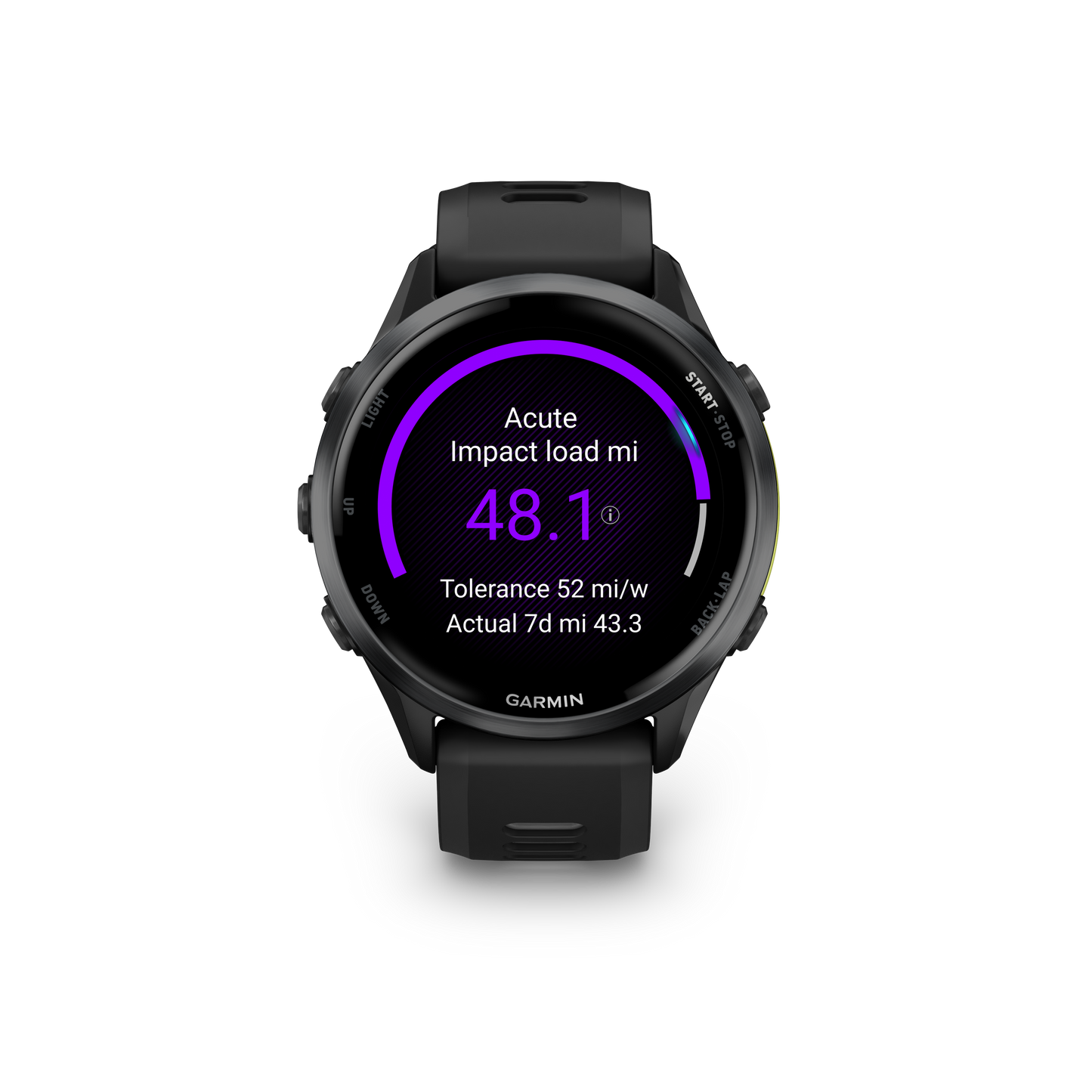 Forerunner® 970, Carbon Gray DLC Titanium with Black Case and Black/Translucent Whitestone Band