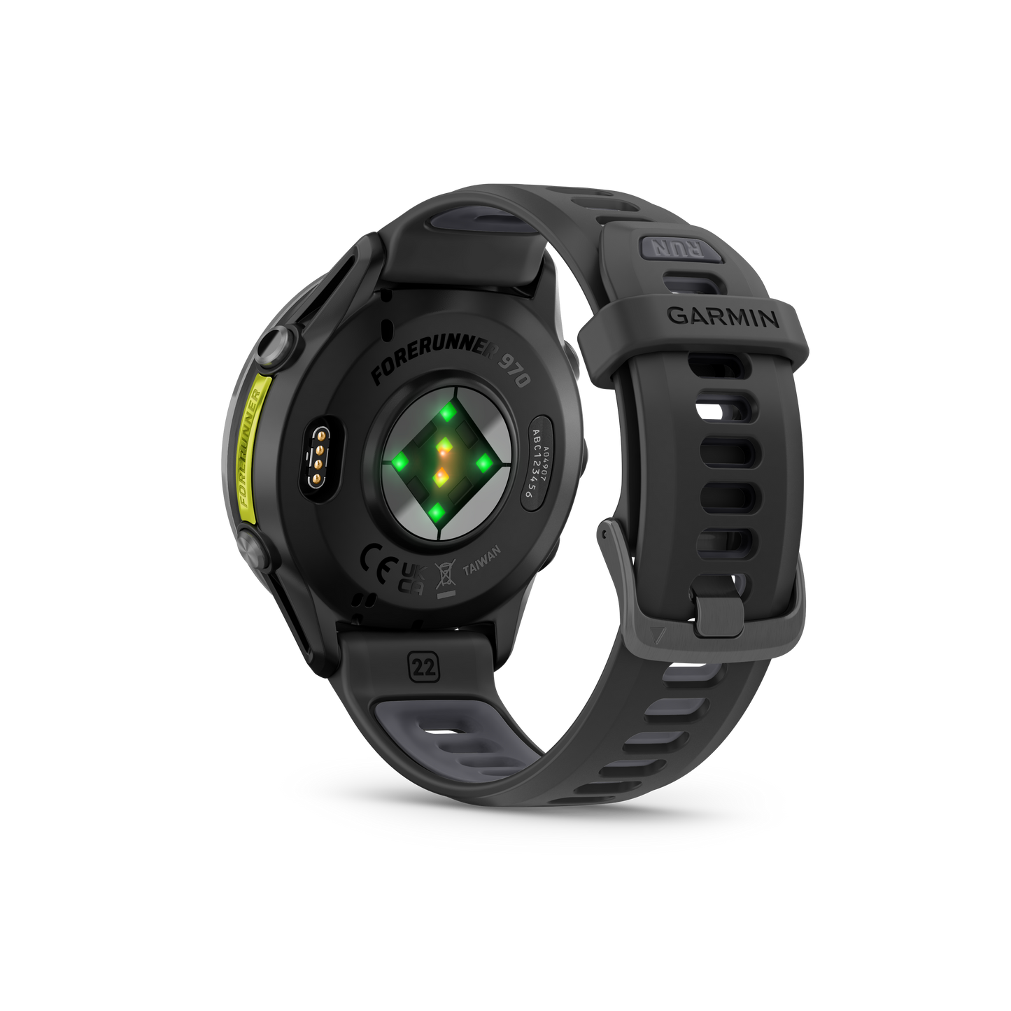 Forerunner® 970, Carbon Gray DLC Titanium with Black Case and Black/Translucent Whitestone Band