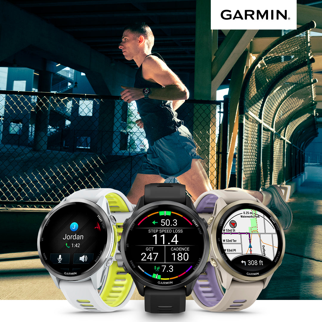 Forerunner® 970, Soft Gold Titanium with French Gray Case and French Gray/Translucent Indigo Band