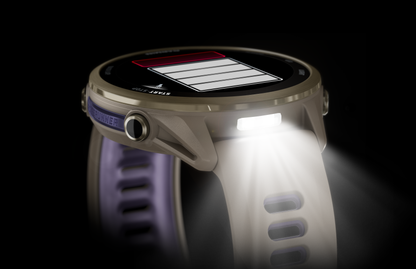 Forerunner® 970, Soft Gold Titanium with French Gray Case and French Gray/Translucent Indigo Band