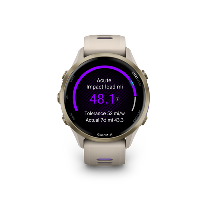 Forerunner® 970, Soft Gold Titanium with French Gray Case and French Gray/Translucent Indigo Band