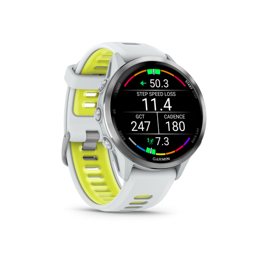 Forerunner® 970, Titanium with Whitestone Case and Whitestone/Translucent Amp Yellow Band