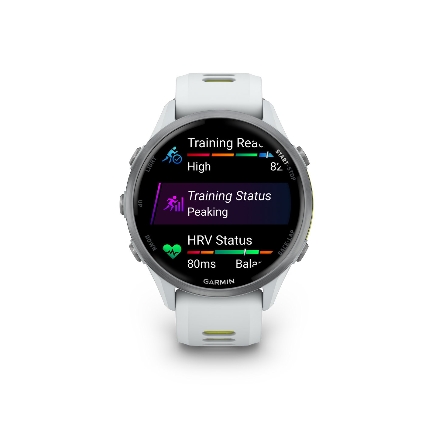 Forerunner® 970, Titanium with Whitestone Case and Whitestone/Translucent Amp Yellow Band