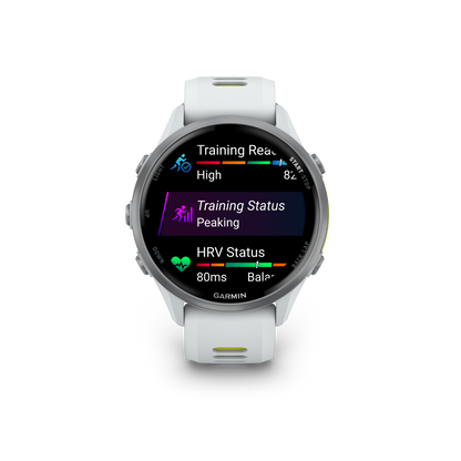 Forerunner® 970, Titanium with Whitestone Case and Whitestone/Translucent Amp Yellow Band