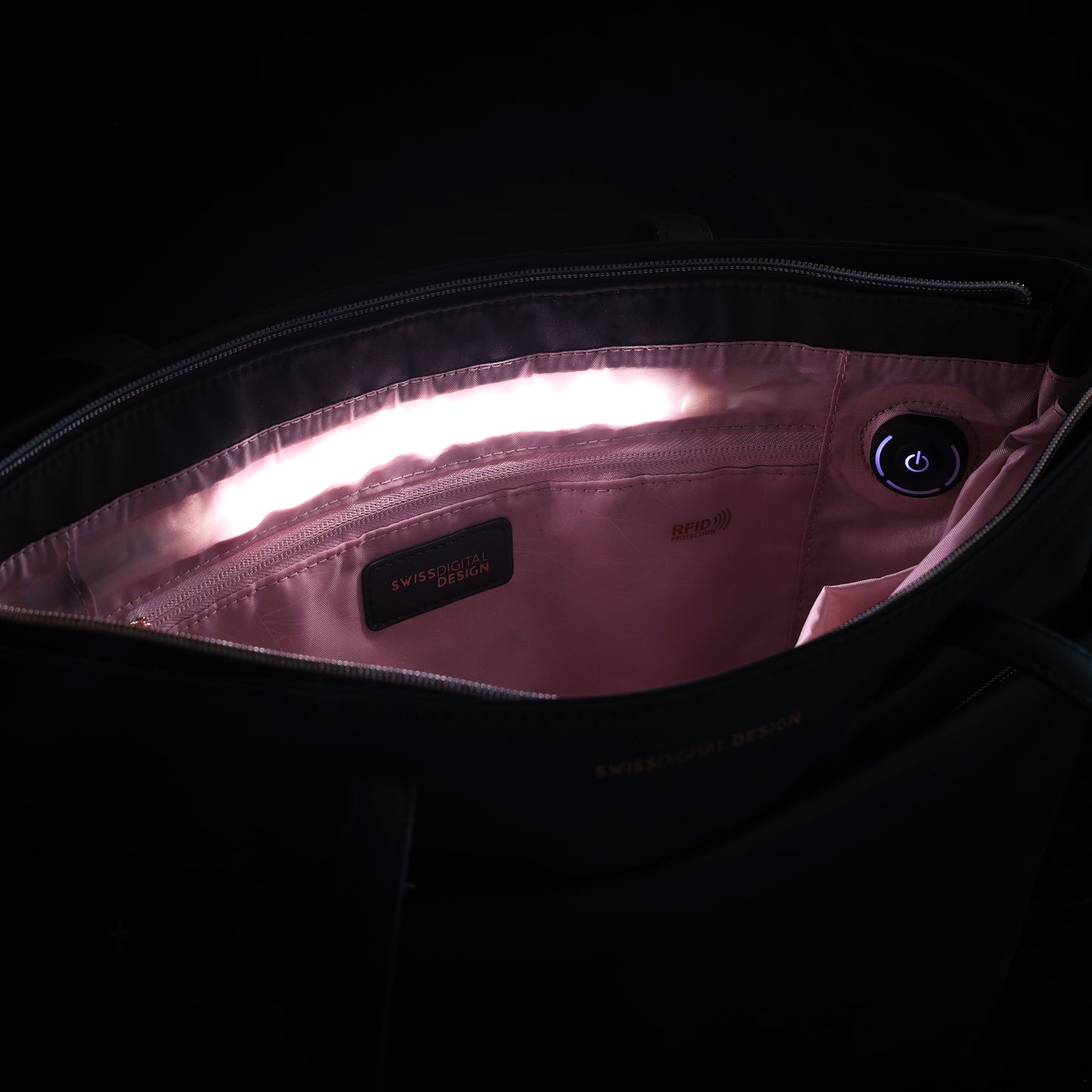 KATY ROSE NG Black Tote Bag with LED Light