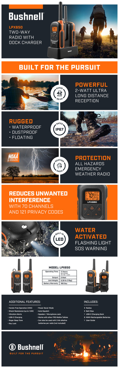 Bushnell Adventure 68 KM FRS 2.0 Watt 2 Way Radio