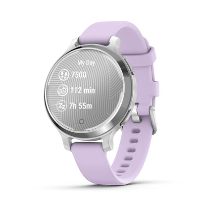 Garmin Lily 2 Active Silver with Purple Jasmine Silicone Band