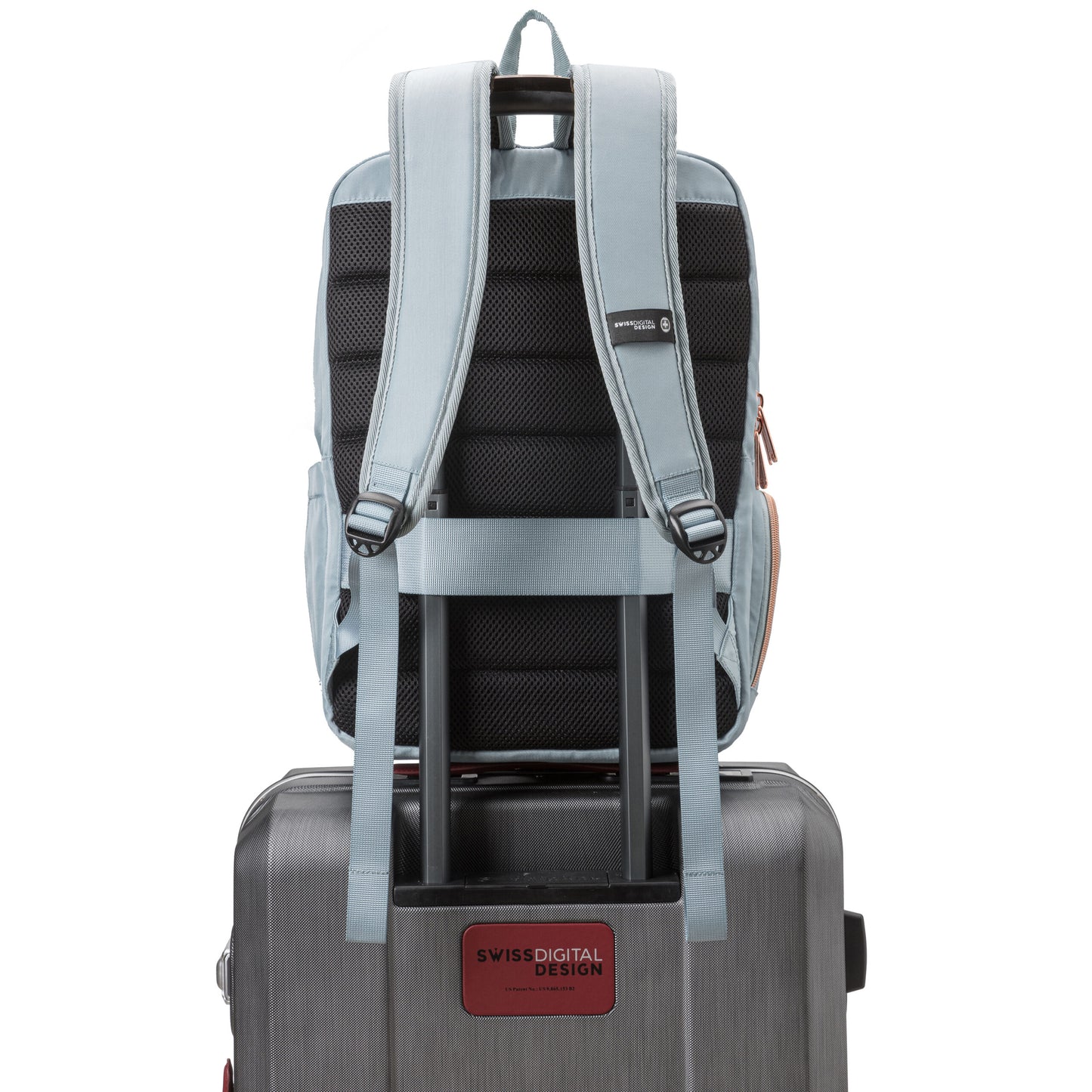 KATY ROSE Teal Blue Backpack with Built-in SDD Finder