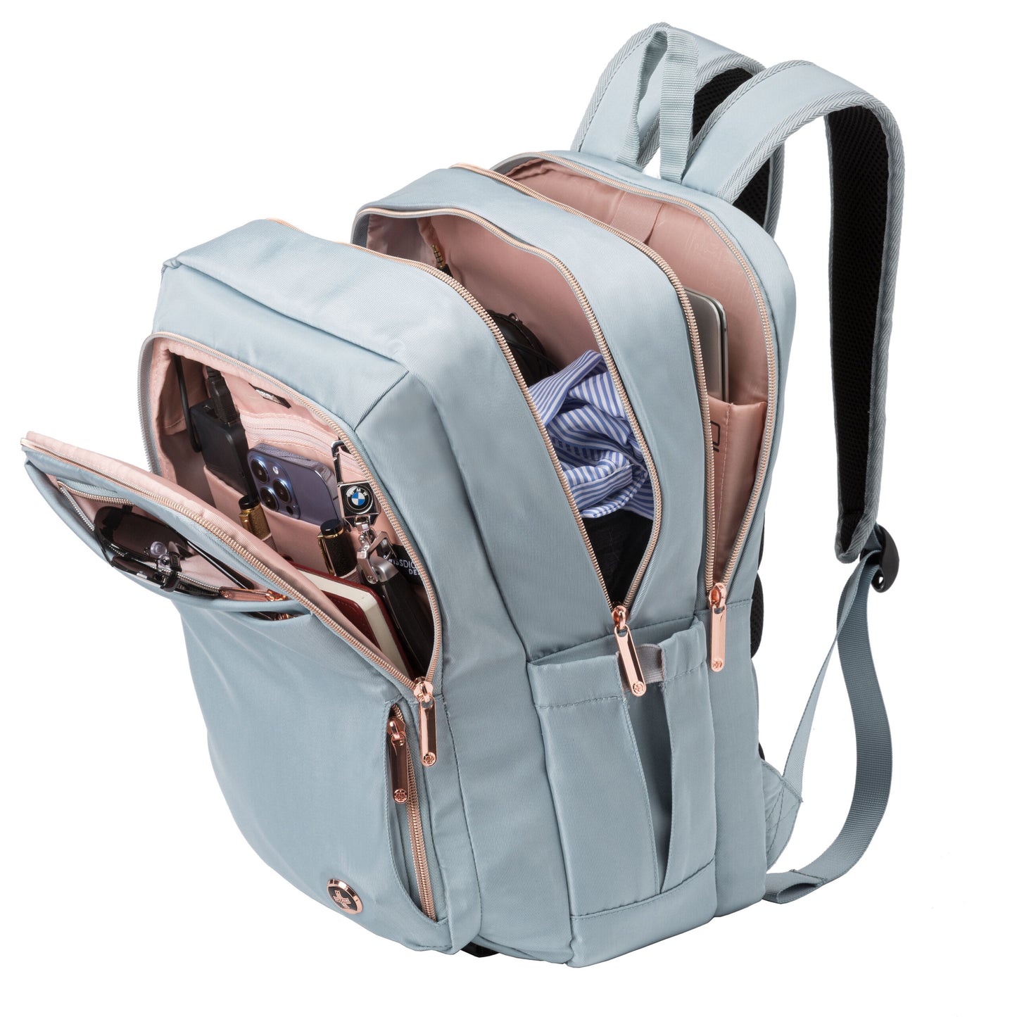 KATY ROSE Teal Blue Backpack with Built-in SDD Finder