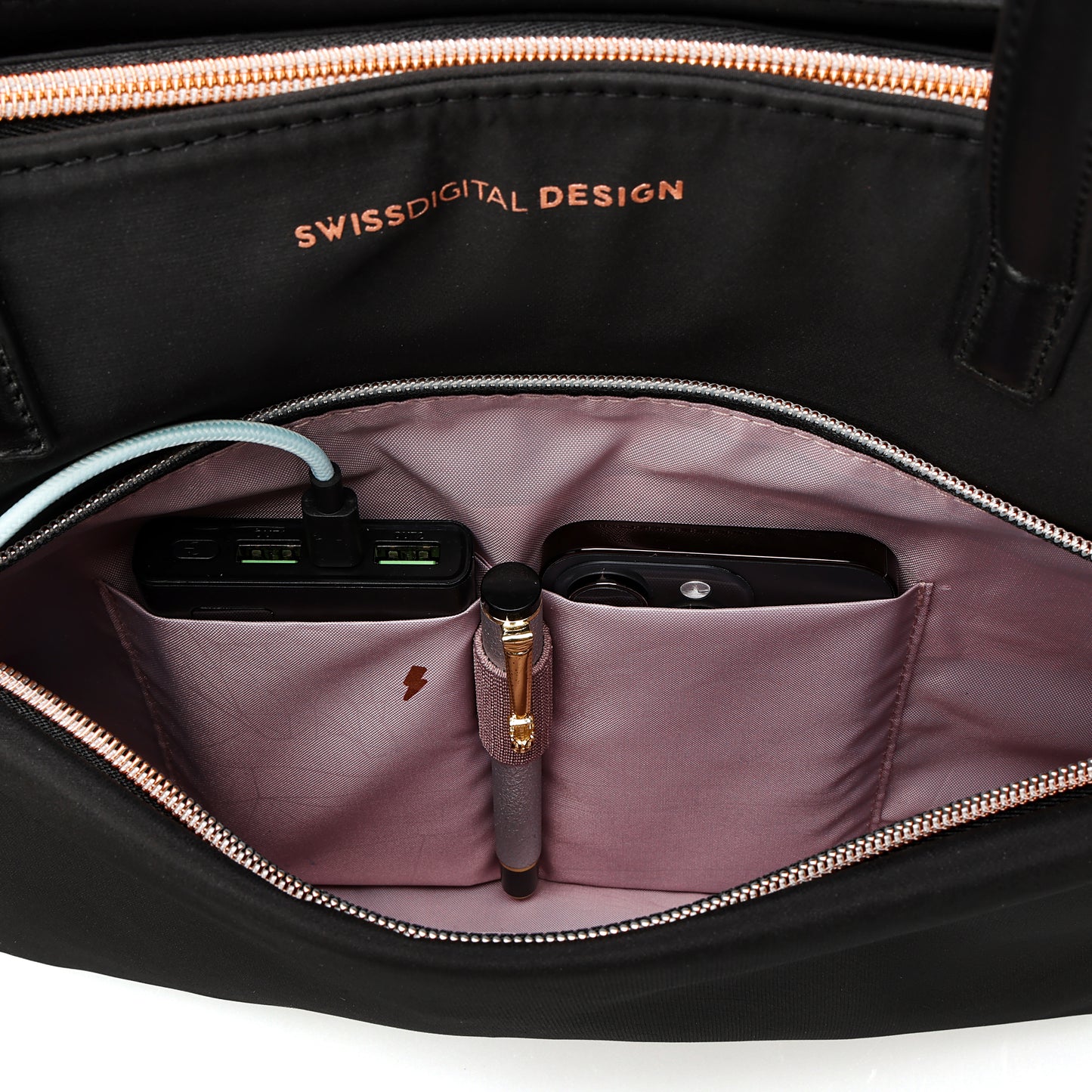 KATY ROSE NG Black Tote Bag with LED Light