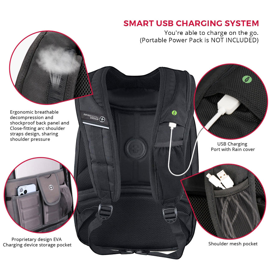 TERABYTE Black/Red Backpack with SDD Finder