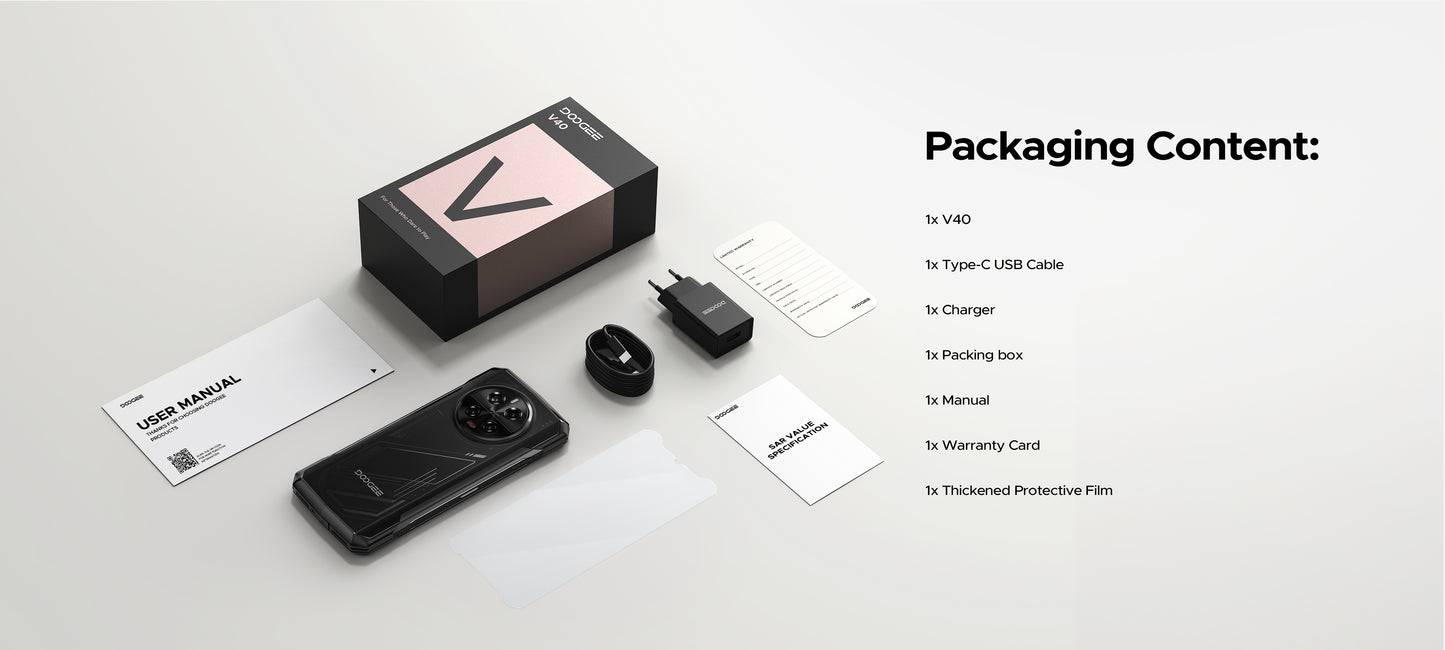 DOOGEE V40 - Rugged Phone  - Midnight Silver