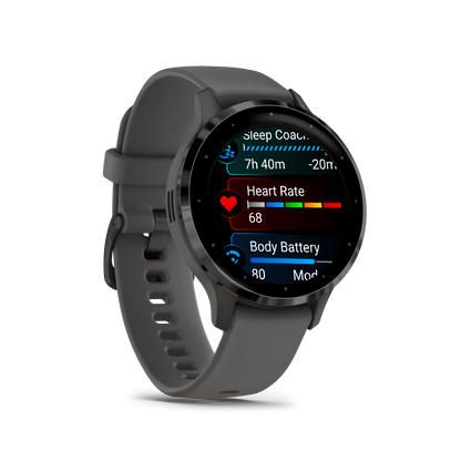 Venu 3S - 41 mm, Slate Stainless Steel Bezel with Pebble Gray Case and Silicone Band