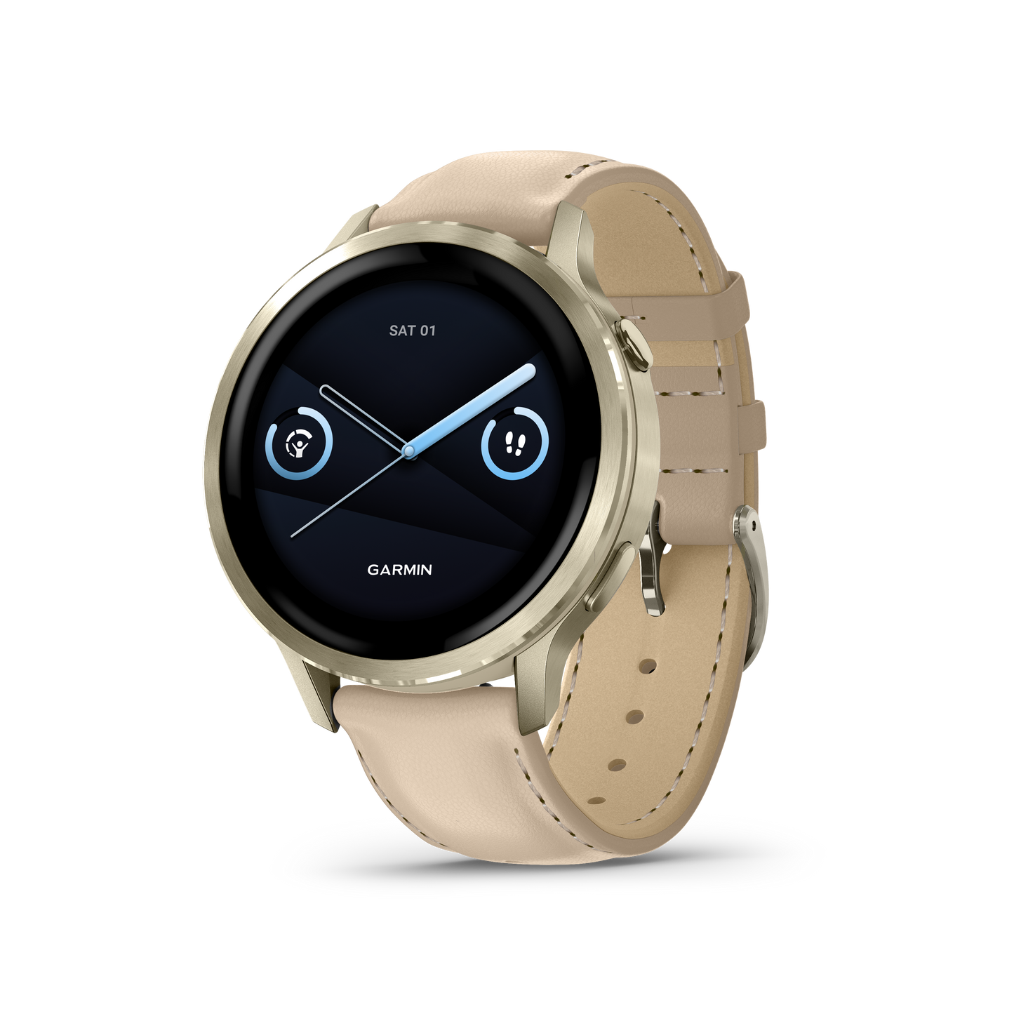 Venu® 4 – 41 mm, Lunar Gold with Bone Silicone Band and Light Sand Leather Band