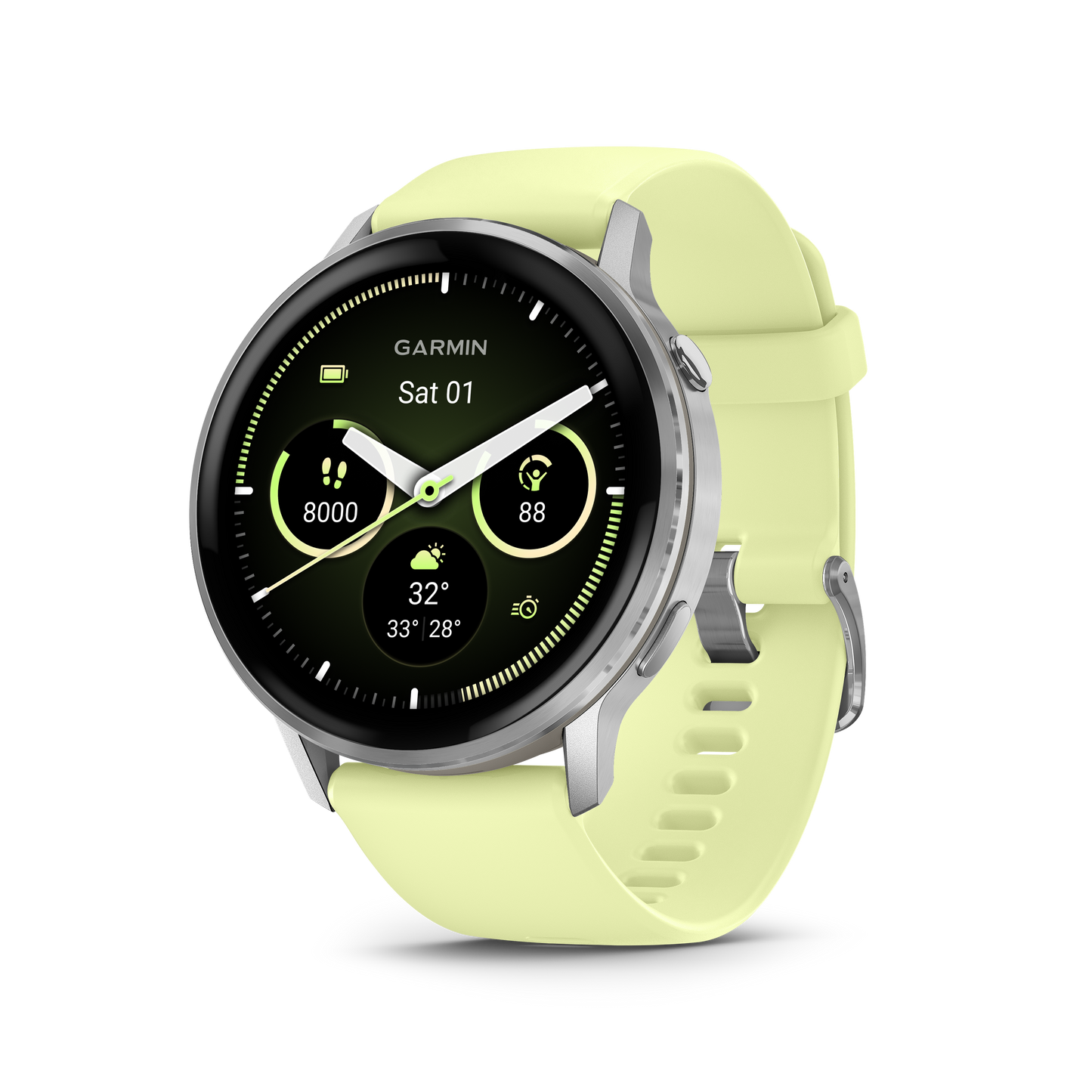 Venu® 4 – 45 mm, Silver with Citron Silicone band