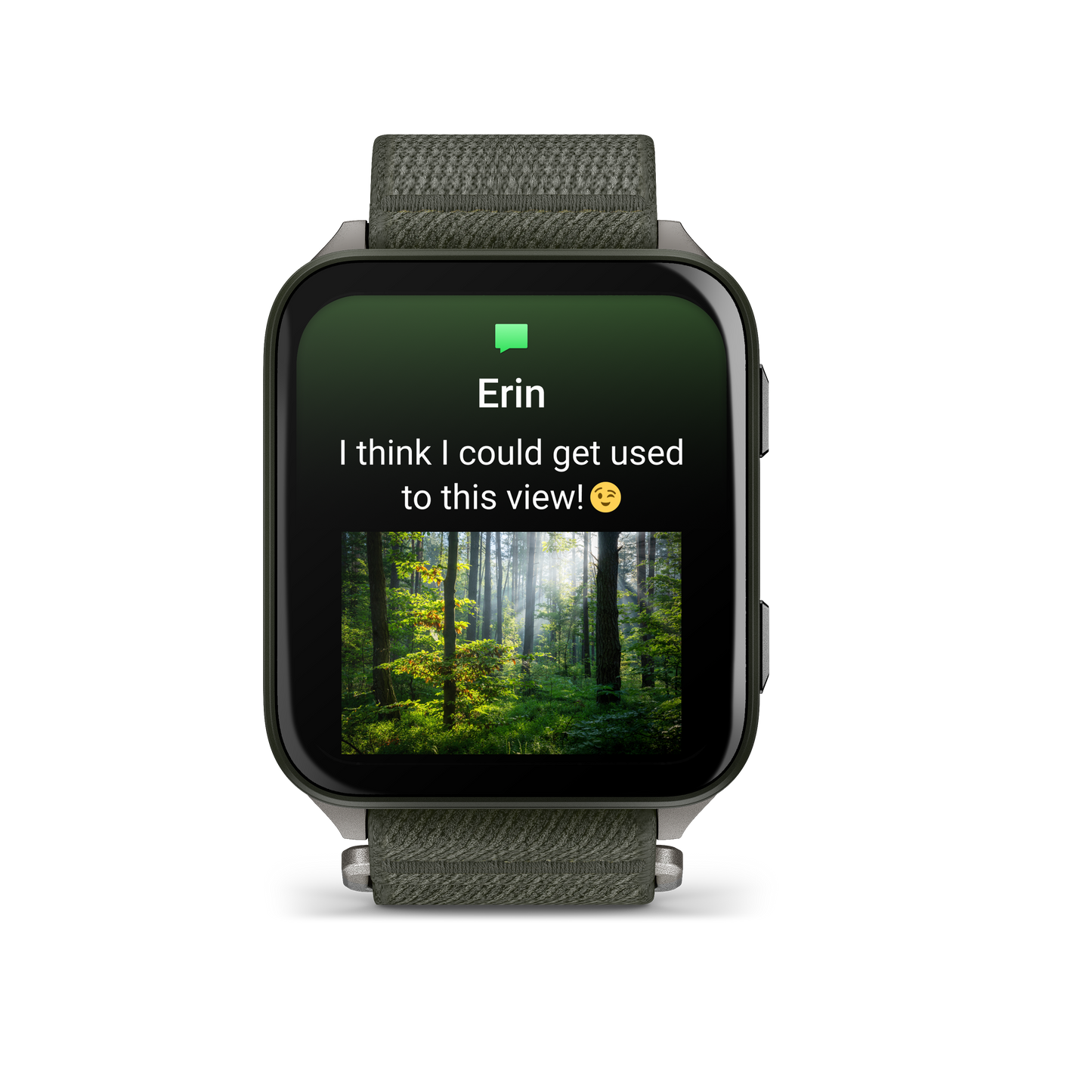 Venu® X1, Moss with Titanium Caseback and Moss ComfortFit Nylon Band