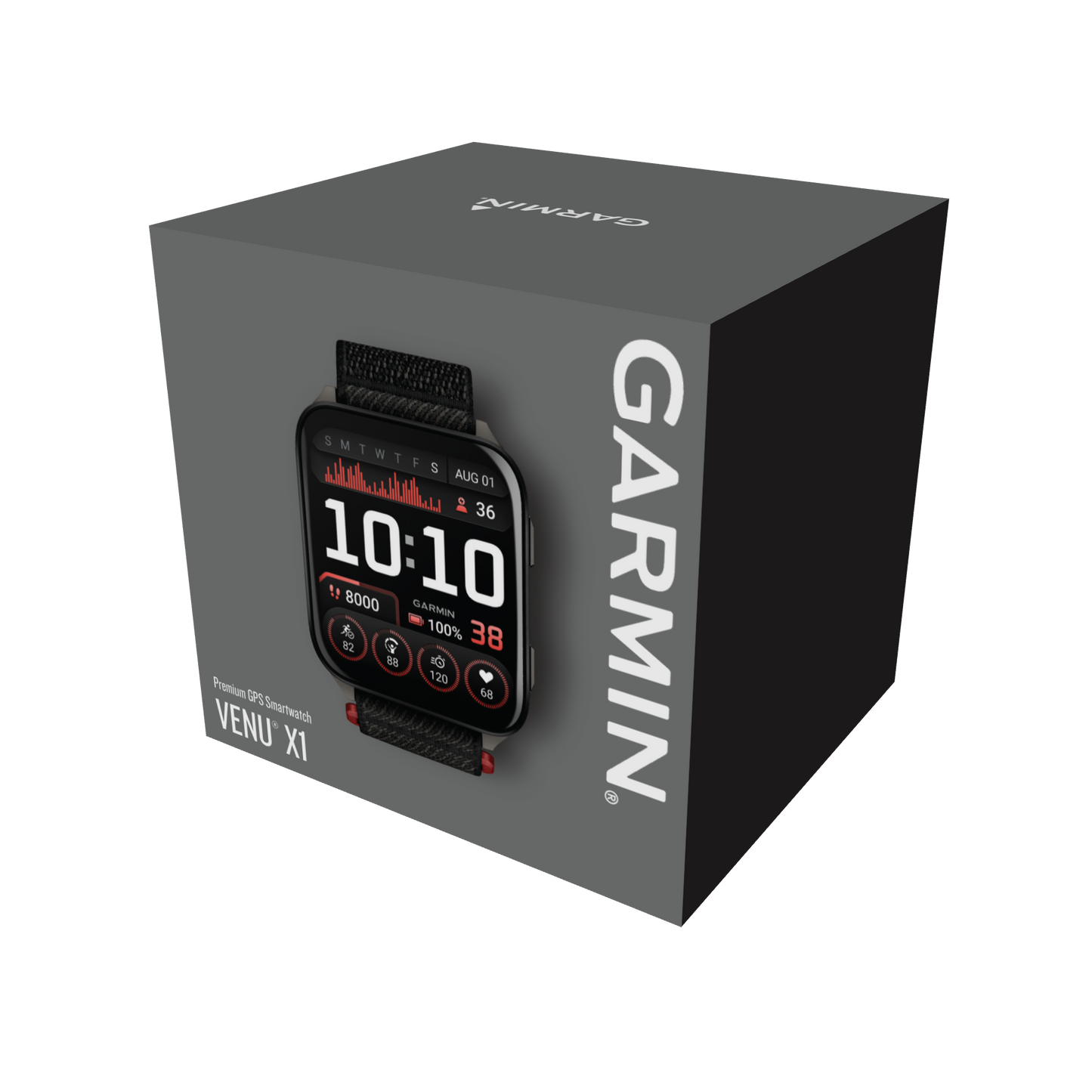 Venu® X1, Black with Slate Titanium Caseback and Black ComfortFit Nylon Band