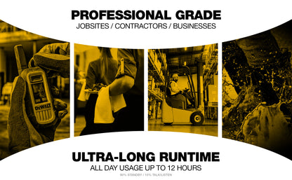 Dewalt Heavy Duty DXFRS800 GMRS Walkie Talkie with Surveillance Headsets - 4 Pack