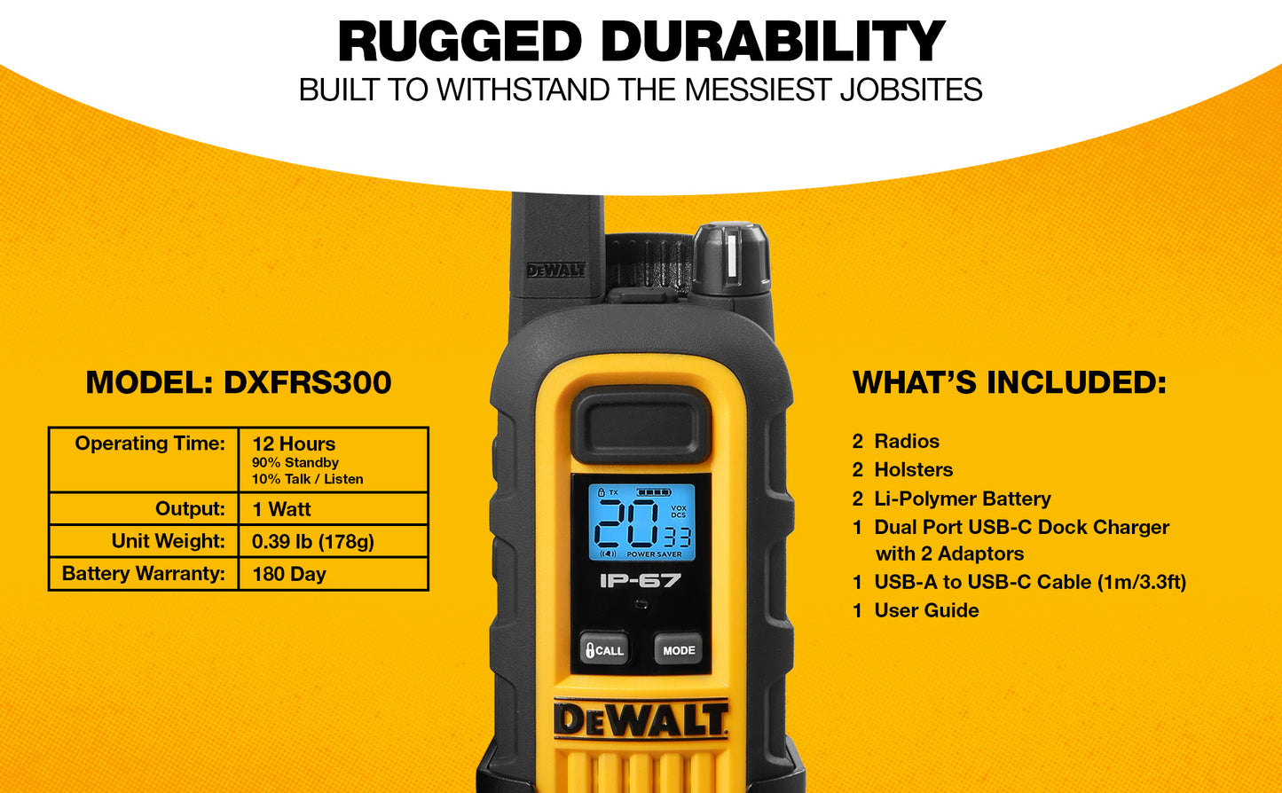 DeWALT DXFRS800 Heavy Duty 6-Port Walkie Talkie Charger