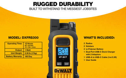 Dewalt Heavy Duty 24 DXFRS300 Radios with 4X 6 Port Chargers