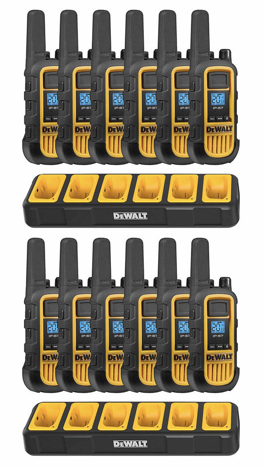 Dewalt Heavy Duty 12 DXFRS800 Radios with 2X 6 Port Chargers