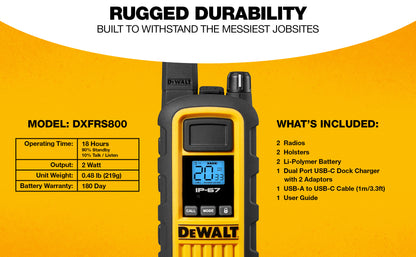 Dewalt Heavy Duty 12 DXFRS800 Radios with 2X 6 Port Chargers