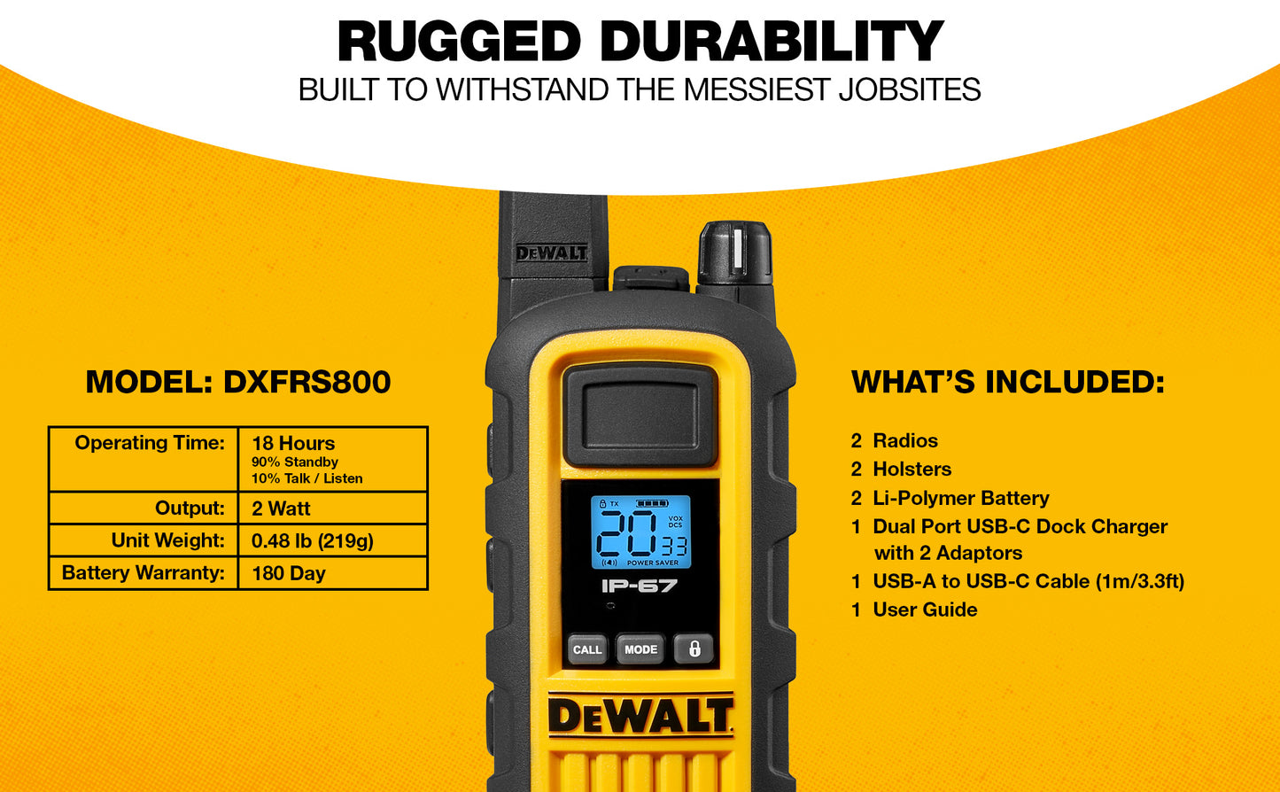 Dewalt Heavy Duty 24 DXFRS800 Radios with 4X 6 Port Chargers