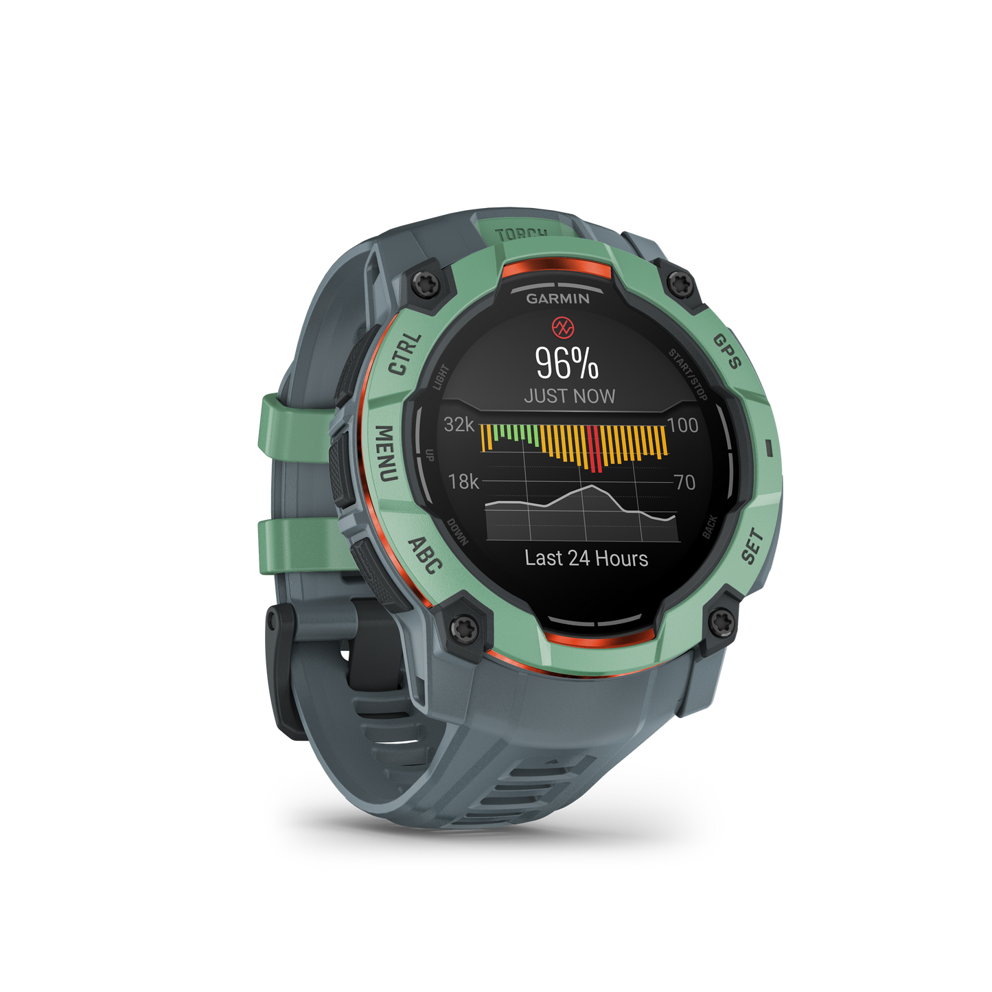 Instinct 3 – 50 mm, AMOLED, Neo tropic with twilight silicone band